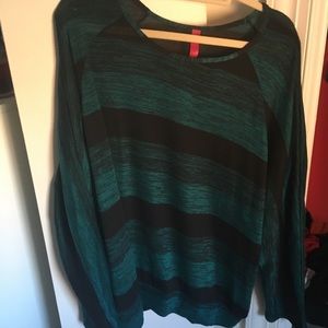 Pure Energy green stripped sweater size 3